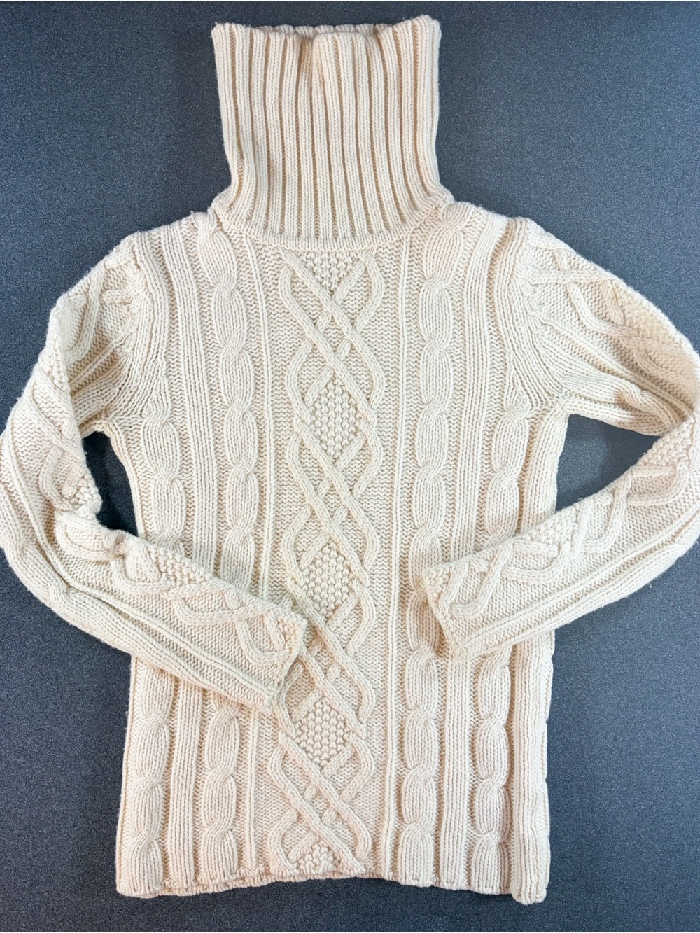 Vintage Eddie Bauer Fisherman Sweater Womens in Size Small Cream Cable Knit